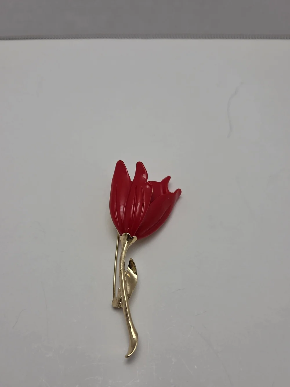 Gold and Red Floral Brooch Trio - Classic Gold & Red Accents